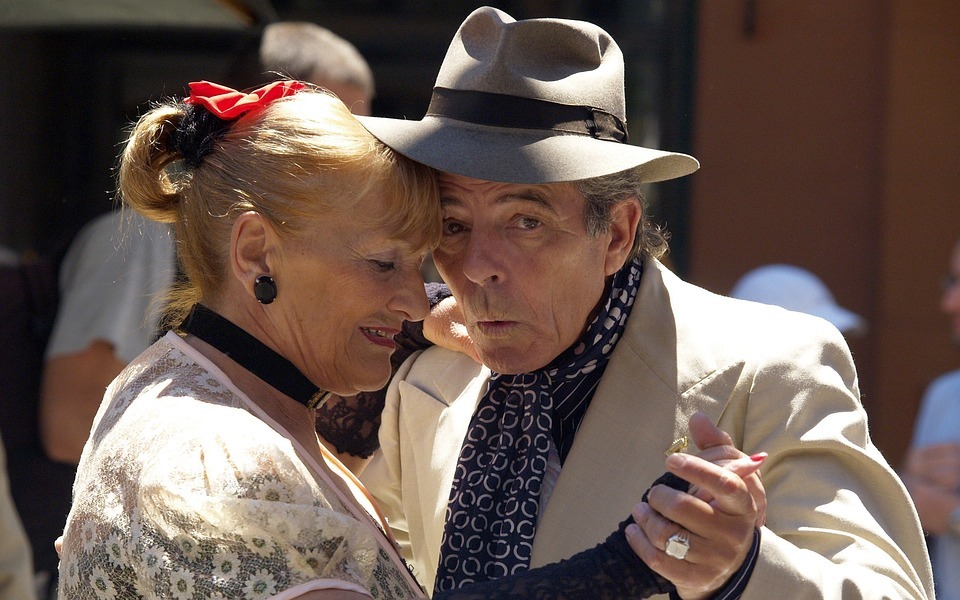 senior couple enjoying a dance