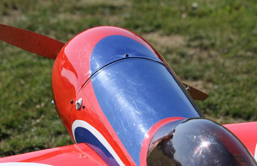 nose and propeller of an RC plane