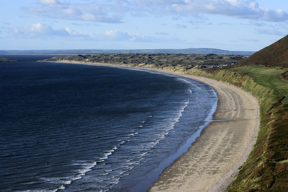 Rhossili beach, sea, landscape